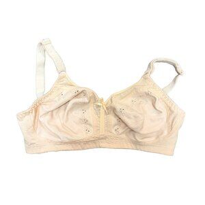 Vintage 34D Embroidered Underwire Bra Ivory Floral Eyelet Lace Romantic Lingeri